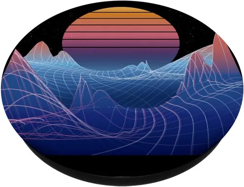 Vista 2 de Vaporwave Synthwave Retrowave 80s 90s Style Retro PopSockets PopSockets PopGrip intercambiable