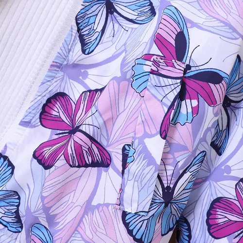 Vista 2 de Ropa de invierno para niñas y adolescentes, abrigo de forro polar con capucha y estampado de mariposas para niñas de 1 a 6 años