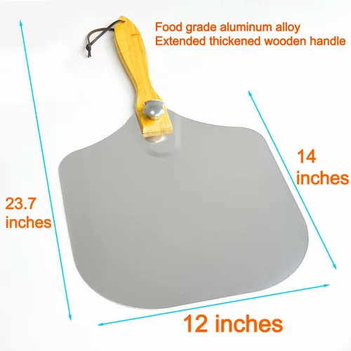Vista 7 de KLAQQED Pala de pizza de 12 x 14 pulgadas, espátula de pizza con mango de madera plegable, herramientas de aluminio para hacer accesorios