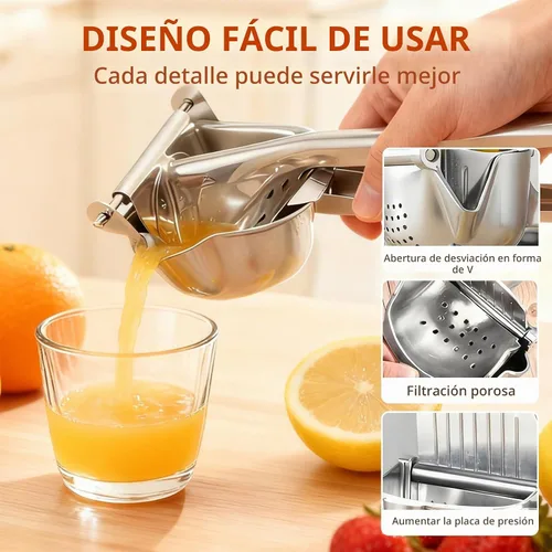 Vista 5 de Exprimidor de limón de acero inoxidable 304 resistente, exprimidor manual de cítricos, extractor de jugo, prensador de frutas para naranja, lima