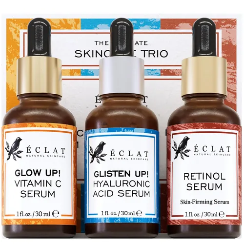 Vista 7 de Eclat Skincare Set de suero facial – Vitamina C y suero de retinol para la cara – Antiarrugas, manchas oscuras, rutina facial hidratante – Paquete