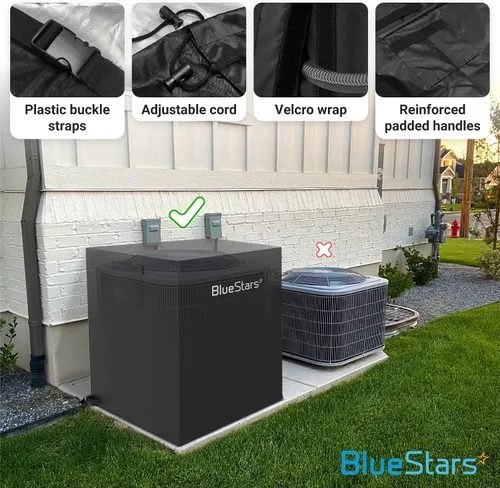 Vista 4 de BlueStars Cubierta de Aire Acondicionado Central de 30x30x32 pulgadas para Unidades Exteriores - Cubierta de AC Impermeable de Servicio Pesado