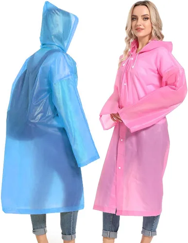Vista 36 de 2 abrigos de lluvia de Borogo para adultos, chaquetas de lluvia reutilizables para hombres y mujeres
