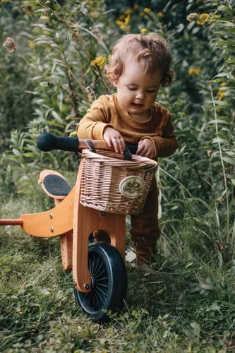 Vista 4 de Kinderfeets Tiny Tot - Bicicleta de equilibrio y triciclo de madera 2 en 1 para niños pequeños de 12 a 24 meses, asiento ajustable, neumáticos a