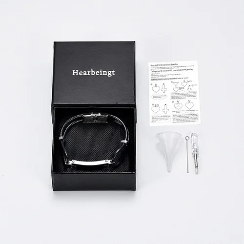 Vista 7 de Hearbeingt Pulsera de urna de cremación para cenizas de piel auténtica, pulsera de cremación, urna de recuerdo para cenizas para hombres y mujeres