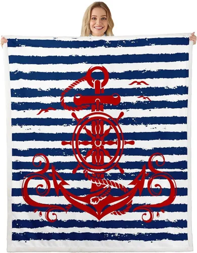 Vista 32 de Erosebridal Manta náutica de ancla, forro polar con brújula oceánica de 40 x 50 pulgadas para niños, niñas, adolescentes, adultos, decoración