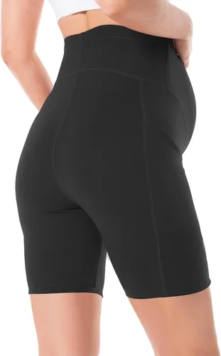 Vista 4 de V VOCNI Maternity Biker Shorts Over The Belly Women's Bike Shorts Athletic Workout Yoga Walking Shorts