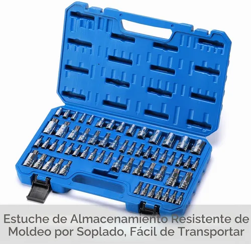 Vista 6 de CASOMAN Master Torx Bit Socket y Torx externo juego de 60 piezas, acero S2 y Cr-V, E4-E24, T6-T70, TT6-TT70, TP8-TP60