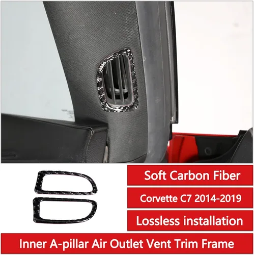 Vista 2 de Sekhyna Marco de salida de aire para puerta interior de un pilar compatible con Corvette C7 Stingray 2014-2019 fibra de carbono suave, 2 piezas