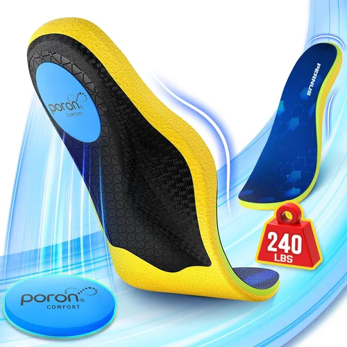 Vista 3 de Más de 240 libras - Plantillas para aliviar la fascitis plantar para hombres, cómodas plantillas PORON para mujeres, insertos de soporte de arco