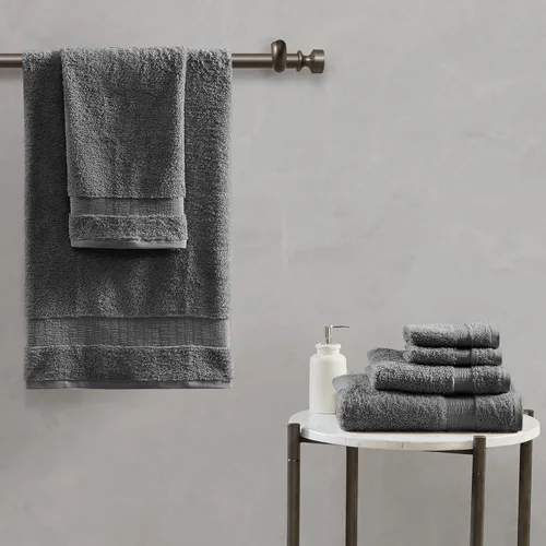 Vista 2 de Madison Park SIGNATURE Luce - Lujoso juego de toallas de baño 100% algodón egipcio, sedosas, suaves y altamente absorbentes, calidad de spa premium