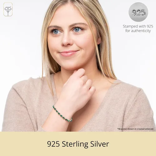 Vista 2 de MAX + STONE Pulsera de Tenis de Plata de Ley 925 con Piedras Natales para Mujeres Azul Zafiro creado