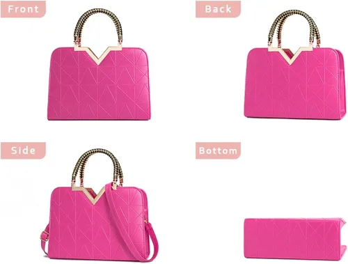 Vista 4 de JHVYF Monederos para mujer, bolsos de mano de moda para mujer, bolsos de mano de piel sintética con asa superior