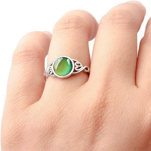 Vista 3 de Jude Jewelers - Anillo de forma redonda de piedra lunar simulada que cambia