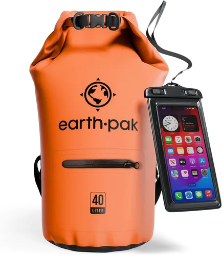 Vista 8 de Earth Pak Bolsa seca impermeable con bolsillo con cremallera, mochila impermeable para mantener el equipo seco