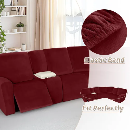 Vista 276 de Arfntevss Fundas de sofá seccional reclinable de terciopelo, Funda de sofá seccional de esquina para sofá reclinable, Funda elástica suave