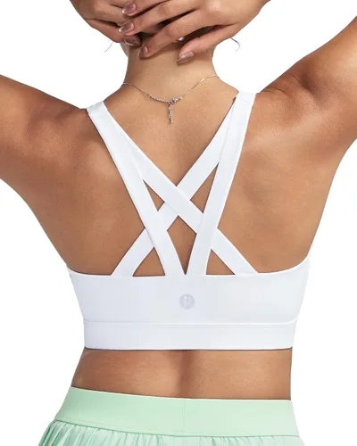 Vista 46 de RUNNING GIRL - Sujetadores deportivos para mujer, sujetadores deportivos con tiras acolchadas y espalda cruzada de apoyo medio con copas extraíbles