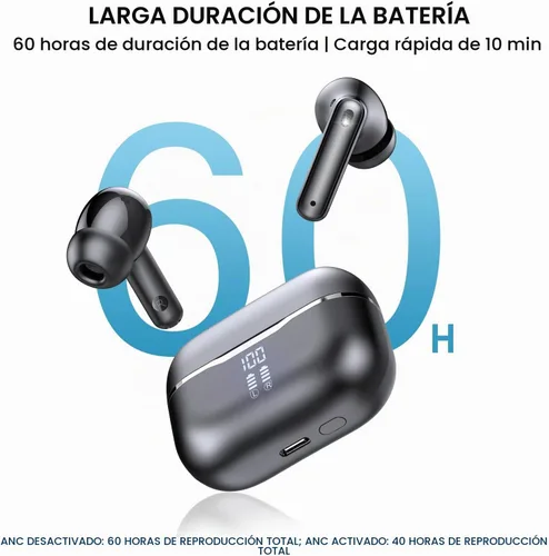 Vista 10 de Auriculares inalámbricos con cancelación activa de ruido, sonido de alta Negro carbón