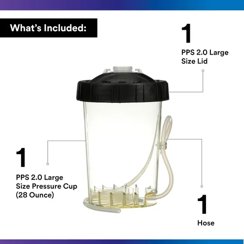 Vista 2 de 3M PPS 2.0 H/O - Vaso de presión con manguera de aire, 26124, grande, 28 onzas, uso con pistola de pulverización 3M Accuspray HGP para pinturas