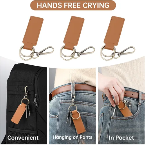 Vista 4 de Abeillo 2PCS Leather Keychain, Car Key Chain, Key Fob Keychain for Men Women