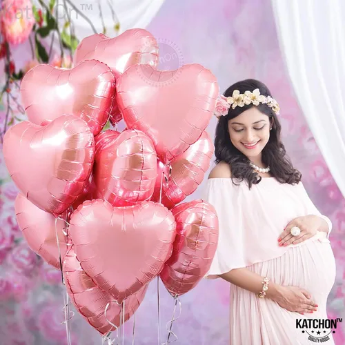 Vista 6 de KatchOn, Globos de corazón rosa claro, enormes, paquete de 18 Decoración de globos de labios rojos, decoración de San Valentín Globo de papel