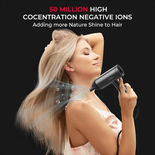 Vista 7 de TYMO Secador de pelo con difusor para mujer, secador profesional de alta velocidad de 1500 W con peine, secado rápido de 110,000 rpm, secador