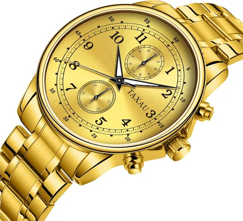 Vista 2 de Taxau Mens Watches Stainless Steel Waterproof Watches for Men Luxury Roman Numerals with Day Date Watch Men Classic Analog Quartz Large Face Mens