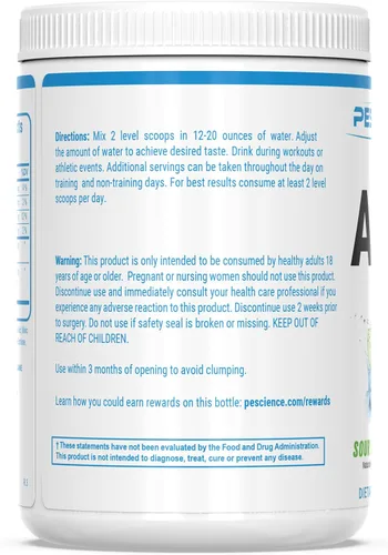 Vista 7 de PEScience Amino IV, manzana verde agria, 60 cucharadas, BCAA y polvo EAA con electrolitos