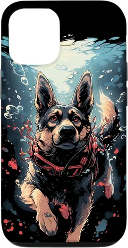 Vista 26 de iPhone 16 German Shepherd Dog Diving Swimming Underwater Case