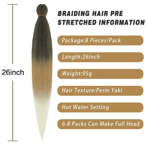 Vista 4 de Extensiones de pelo para trenzar, para fácil trenzado profesional, no causa comezón , fibra sintética tejida, trenzas de textura Yaki, extensiones