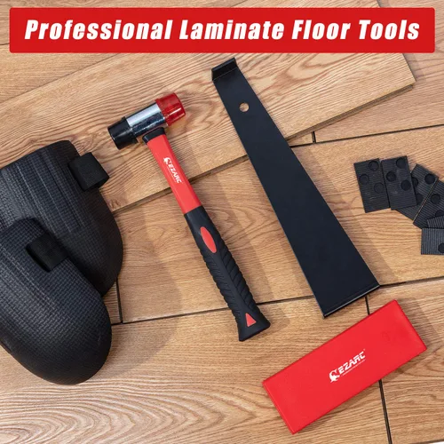 Vista 2 de EZARC Kit de instalación de pisos de madera laminada de 64 piezas con mazo reforzado de doble cara, barra de tracción resistente, bloque de roscado