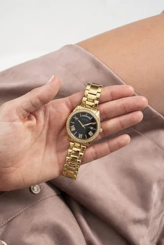Vista 8 de GUESS Reloj de acero inoxidable de 1417in con bisel de borde de moneda plateado