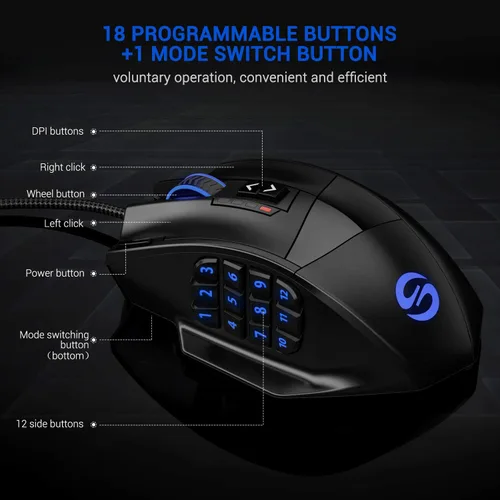Vista 4 de Mouse de gaming (Venus), Negro
