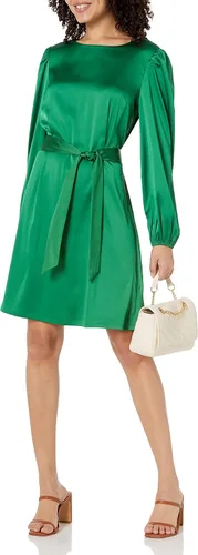 Vista 3 de The Drop shopdandy - Vestido elástico sedoso con cinturón para mujer