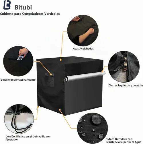 Vista 3 de Bitubi - Funda para congeladores verticales, funda para refrigerador al aire libre, impermeable, a prueba de polvo, a prueba de sol, 20 pulgadas
