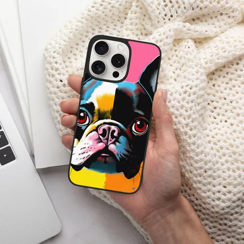 Vista 6 de Funda estampada de bulldog francés colorido para iPhone 15 Pro Max, funda de TPU a prueba de golpes para iPhone 15 Pro Max de 6.7 pulgadas,