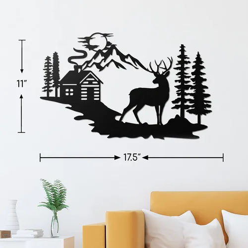 Vista 7 de Vivegate Decoración de pared de ciervos – 17.5 x 11 pulgadas, decoración de ciervos para el hogar, bosque rústico, decoración de pared, imágenes