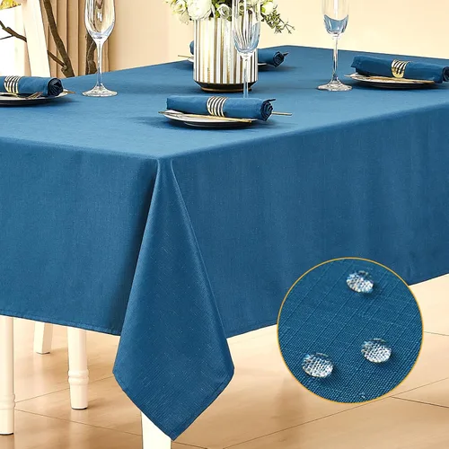 Vista 12 de Mantel rectangular de lino texturizado impermeable y sin arrugas, mantel de granja resistente a las manchas, mantel decorativo de tela para mesa