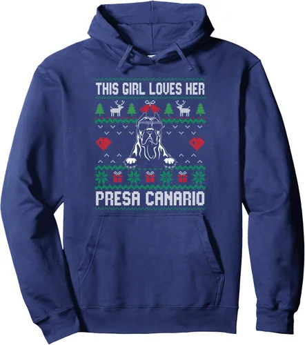 Vista 6 de Presa Canario Girl Cool Ugly Christmas Sudadera con capucha para perro mamá, Negro