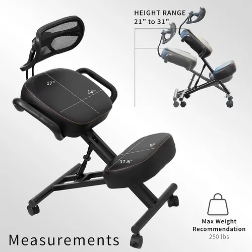 Vista 12 de DRAGONN by VIVO - Silla ergonómica negra con soporte para espalda