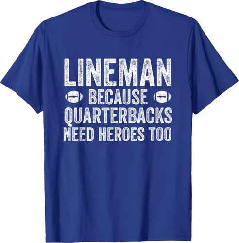 Vista 28 de Lineman Because Quarterbacks Need Heroes Camiseta de fútbol linieros S Negro