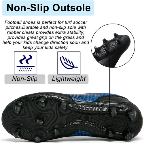 Vista 4 de LIZRHA Zapatos de fútbol para niños y niñas, tacos de fútbol para niños y niñas, zapatos de fútbol atléticos para exteriores, zapatos de fútbol