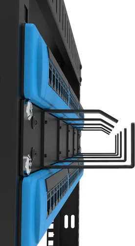 Vista 5 de 19-Inch 1U Metal Horizontal Rackmount 5 D-Rings Cable Manager El administrador vertical del alambre del panel de gestión de cables del estante 1U