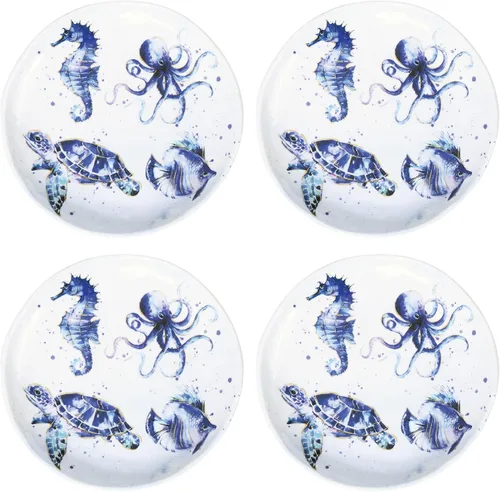 Vista 6 de UP Sea Turtle - Platos redondos de postre de melamina, platos pequeños para servir, para aperitivos, aperitivos y guarniciones, multicolor, 6