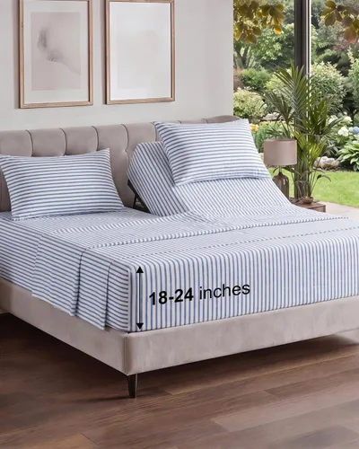 Vista 346 de Extra Deep Twin XL Sheet Set - 3 Piece College Dorm Room - White 01-Blanco