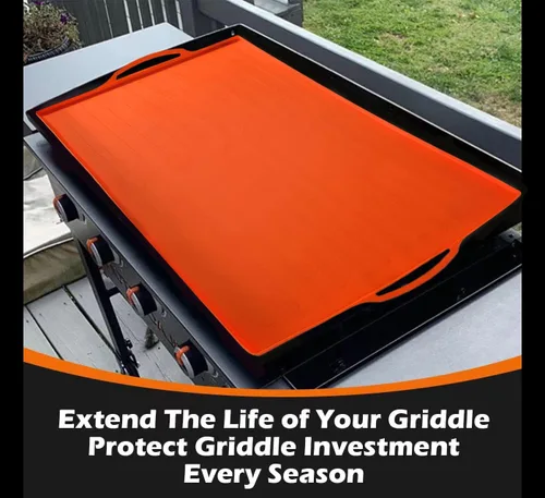 Vista 5 de Tapete protector de silicona para plancha compatible con la plancha de fuego de Camp Chef de 14 x 16 pulgadas, alfombrilla de silicona resistente