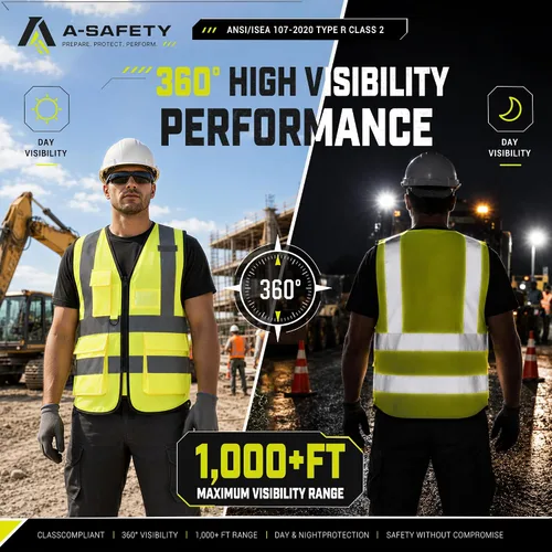 Vista 3 de A-SAFETY Chaleco de Seguridad Reflejante de Alta Visibilidad con Logo Personalizado (XS-8XL)