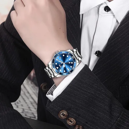 Vista 5 de TPSOUM Wrist Watch for Men, Fashion Designed Analog Quartz Men's Watch with Calenda Display, Glow in The Dark Classic Gent's Watch with Stainless