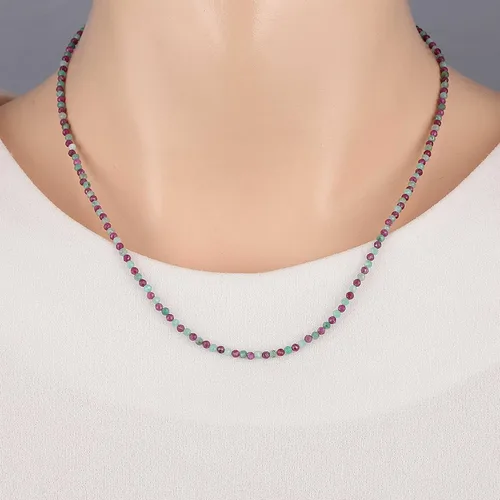 Vista 6 de Gemshiner - Collar de princesa con múltiples piedras preciosas para mujeres, niñas, hecho a mano, con cuentas curativas con cadena de plata