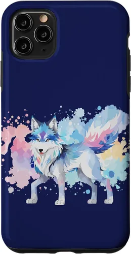 Vista 11 de Funda gráfica de lobo para iPhone 14 con diseño de lobos de anime japonés